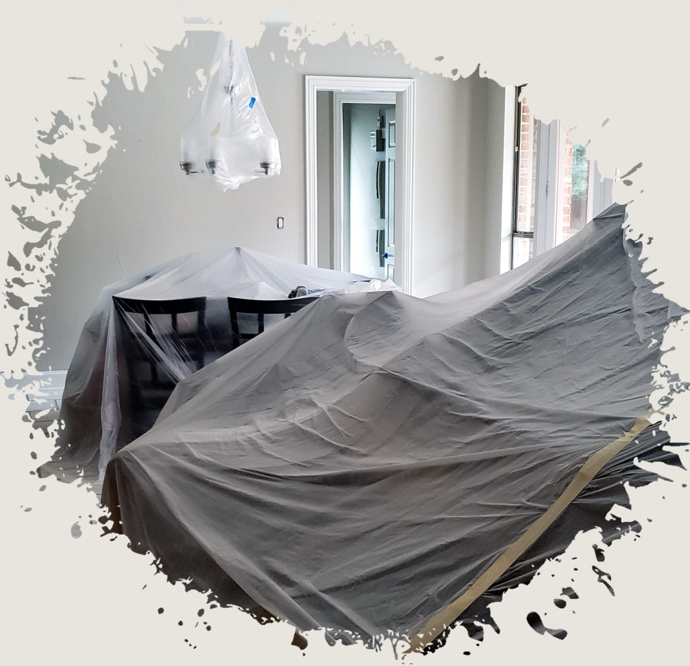Image of set up and prep work done to protect your home during our painting services